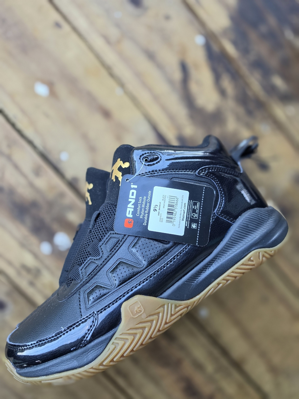 AND1 Men’s Black Basketball Shoes with Gum Sole (No Shoe Strings)